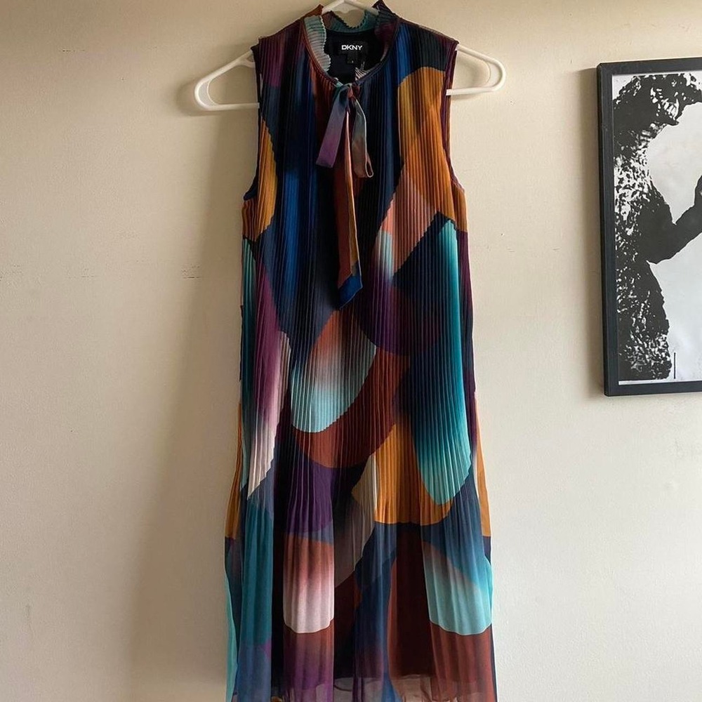 DKNY sleeveless pleated dress